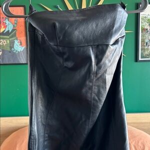 Zara Black Faux Leather Strapless Midi Dress | Structured Tube Dress